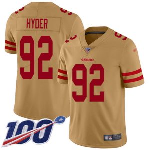 Outstanding 49ers #92 Kerry Hyder Gold Men's Stitched NFL Limited Inverted Legend 100th Season Jersey