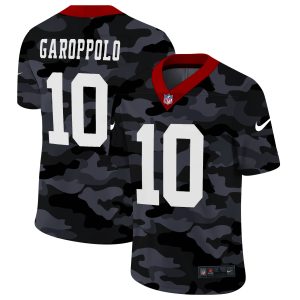 Outstanding San Francisco 49ers #10 Jimmy Garoppolo Men's 2020 Black CAMO Vapor Untouchable Limited Stitched NFL Jersey