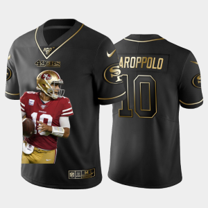 Impressive San Francisco 49ers #10 Jimmy Garoppolo Team Hero 2 Vapor Limited NFL 100 Jersey Black Golden