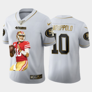 Finest San Francisco 49ers #10 Jimmy Garoppolo Team Hero 3 Vapor Limited NFL 100 Jersey White Golden