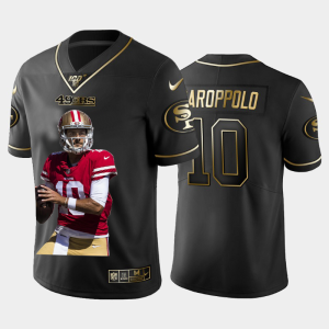 Fantastic San Francisco 49ers #10 Jimmy Garoppolo Team Hero 4 Vapor Limited NFL 100 Jersey Black Golden