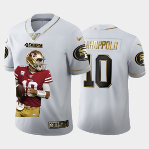 Impressive San Francisco 49ers #10 Jimmy Garoppolo Team Hero 4 Vapor Limited NFL 100 Jersey White Golden