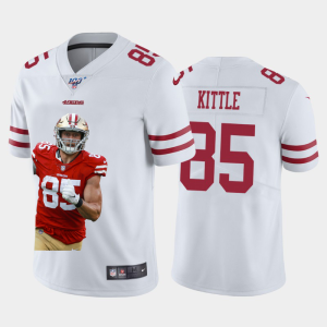 Finest San Francisco 49ers #85 George Kittle Team Hero 1 Vapor Limited NFL 100 Jersey White