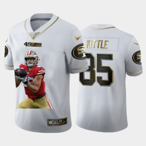 Exceptional San Francisco 49ers #85 George Kittle Team Hero Vapor Limited NFL 100 Jersey White Golden
