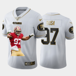 Fantastic San Francisco 49ers #97 Nick Bosa Team Hero 1 Vapor Limited NFL 100 Jersey White Golden