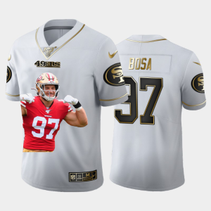 Outstanding San Francisco 49ers #97 Nick Bosa Team Hero 3 Vapor Limited NFL 100 Jersey White Golden
