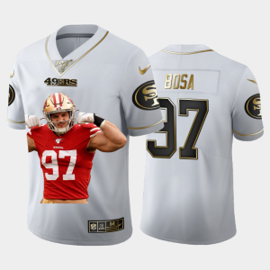 Impressive San Francisco 49ers #97 Nick Bosa Team Hero Vapor Limited NFL 100 Jersey White Golden