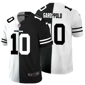 Fantastic San Francisco 49ers #10 Jimmy Garoppolo Men's Black V White Peace Split Vapor Untouchable Limited NFL Jersey