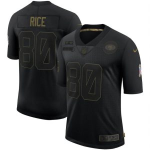 Superb San Francisco 49ers #80 Jerry Rice 2020 Salute To Service Retired Limited Jersey Black