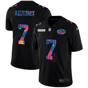 Impressive San Francisco 49ers #7 Colin Kaepernick Men's Multi-Color Black 2020 NFL Crucial Catch Vapor Untouchable Limited Jersey
