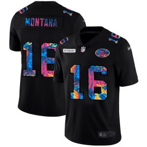 Fantastic San Francisco 49ers #16 Joe Montana Men's Multi-Color Black 2020 NFL Crucial Catch Vapor Untouchable Limited Jersey