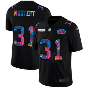 Superb San Francisco 49ers #31 Raheem Mostert Men's Multi-Color Black 2020 NFL Crucial Catch Vapor Untouchable Limited Jersey