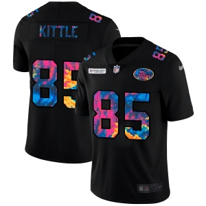 Amazing San Francisco 49ers #85 George Kittle Men's Multi-Color Black 2020 NFL Crucial Catch Vapor Untouchable Limited Jersey