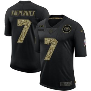 Outstanding San Francisco 49ers #7 Colin Kaepernick Men's 2020 Salute To Service Camo Limited NFL Jersey Black