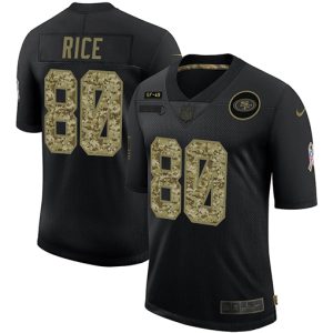 Premium San Francisco 49ers #80 Jerry Rice Men's 2020 Salute To Service Camo Limited NFL Jersey Black