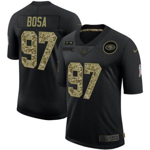 Finest San Francisco 49ers #97 Nick Bosa Men's 2020 Salute To Service Camo Limited NFL Jersey Black