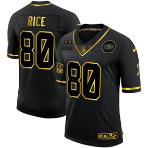 Delightful San Francisco 49ers #80 Jerry Rice Men's 2020 Salute To Service Golden Limited NFL Jersey Black