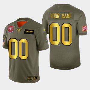 Exceptional 49ers Custom Men's Olive Gold 2019 Salute to Service NFL 100 Limited Jersey